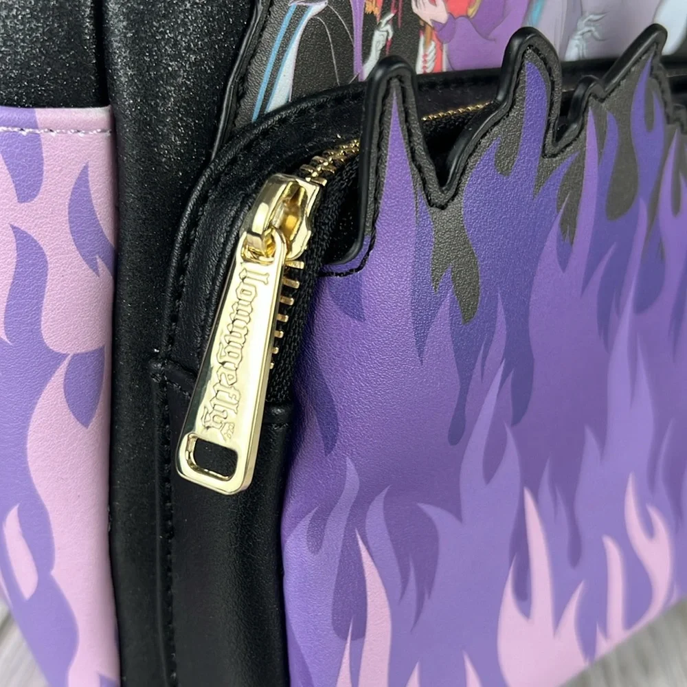 Loungefly Disney Villains Purple Flame Mini Backpack‎ Exclusive NWOT